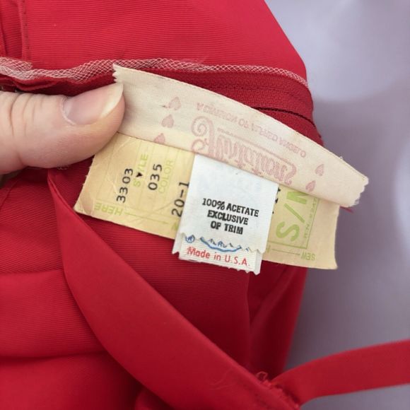 Vintage 80s S/M Flirtations Alfred Angelo Red Prom Dress Ruffle Formal Valentine - Picture 6 of 9